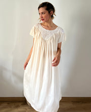 Load image into Gallery viewer, Vintage 1930s cream silk charmeuse lace dress