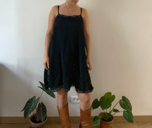 Load image into Gallery viewer, Vintage 20s black silk chiffon and lace dress