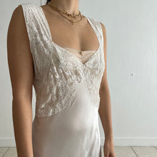 Load image into Gallery viewer, 1930s white silk satin lace slip dress