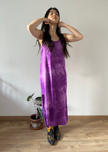 Vintage silk violet hand dyed dress
