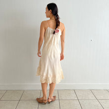 Load image into Gallery viewer, Vintage 1930s silk eggshell slip dress lace and plissé