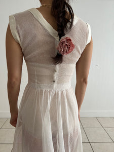 Vintage 1930s stiff tulle white sheer dress